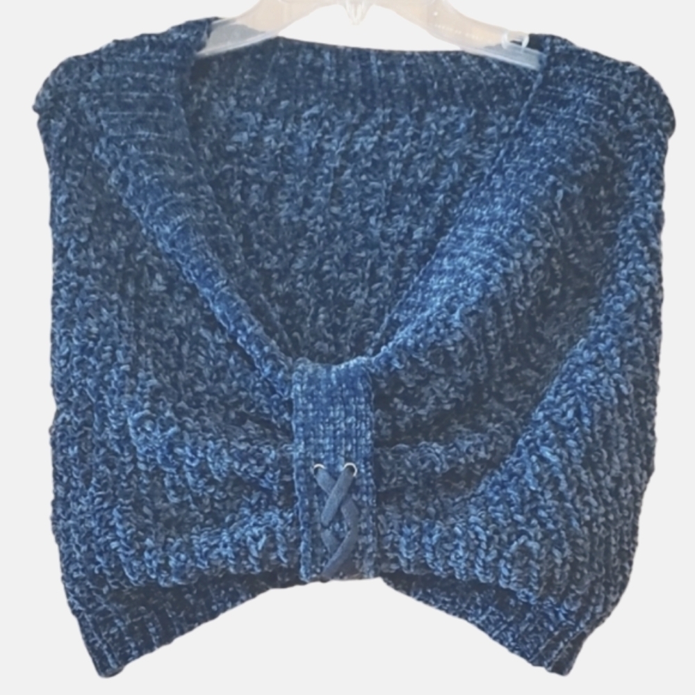 Simply Noelle Blue Chunky Knit Chenille Shrug Size Small